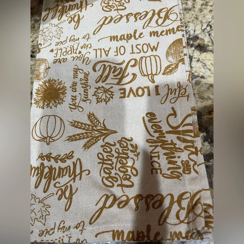 Nicole Miller home embroidered kitchen towel set - luxury details pumpkin - NEW!